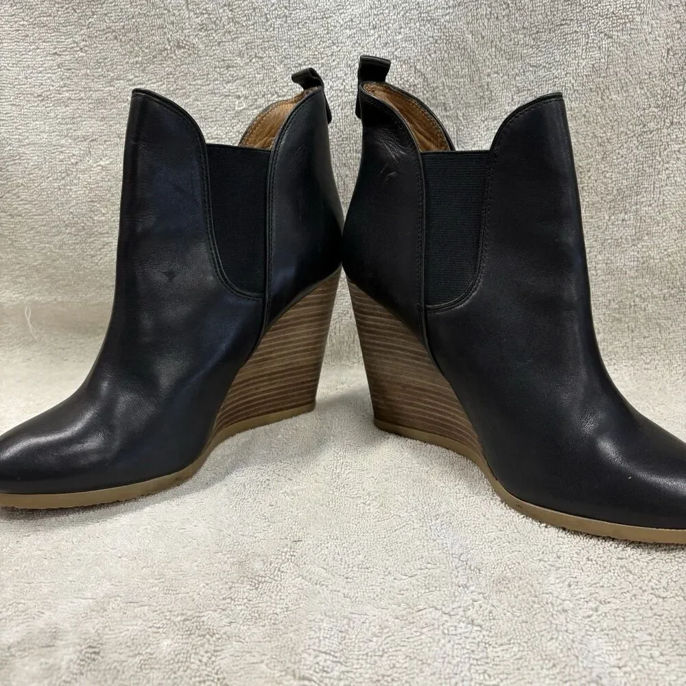 Coach Farah Wedge Ankle Boots Black Leather Chelsea Style Women’s Size 9B - Picture 2 of 8